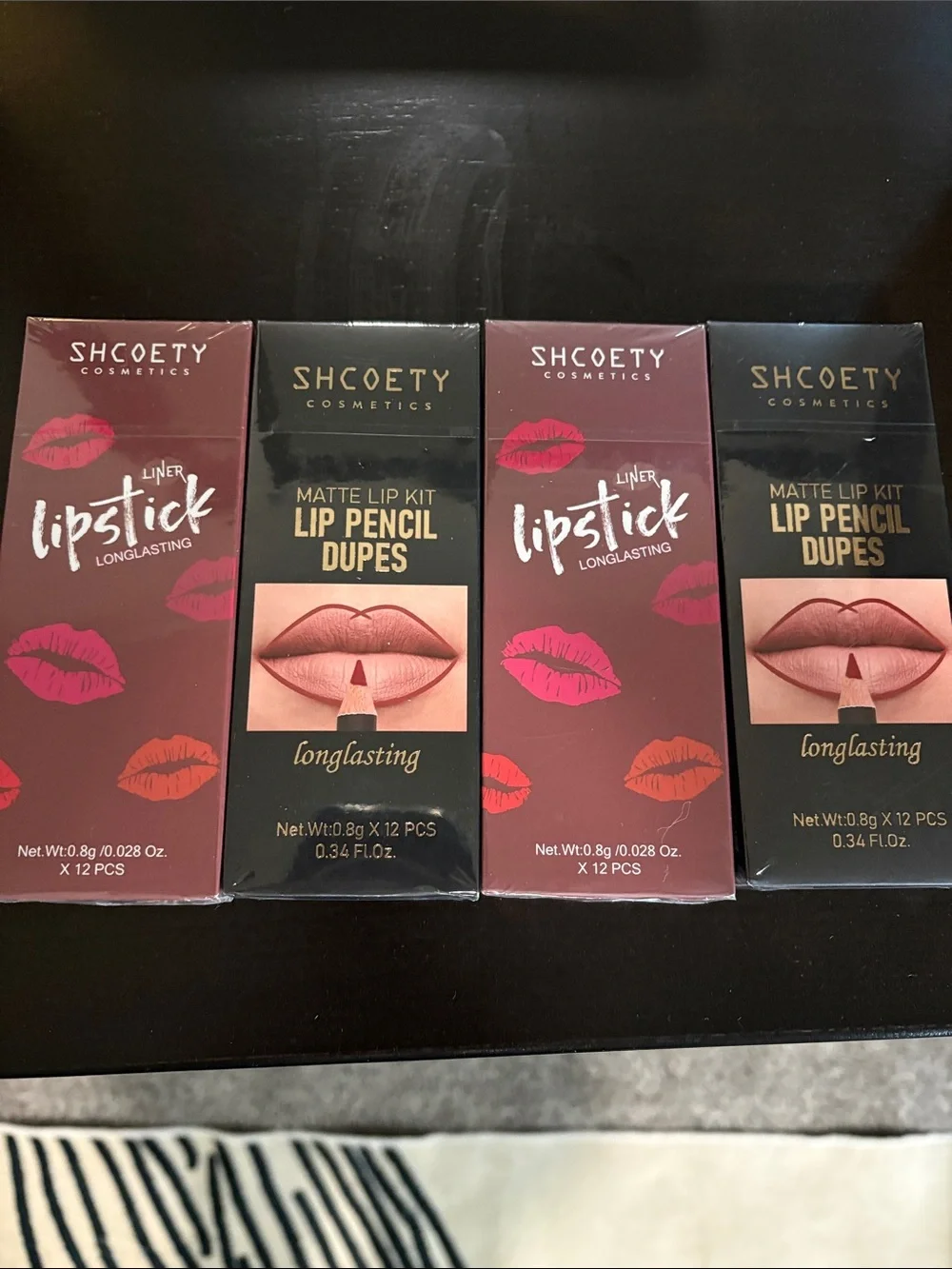 SHCOETY Lipstick & Matte Lip Pencil Dupes Set - Burgundy/Black Packaging